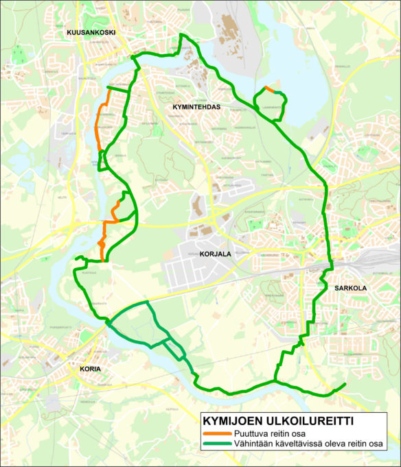 Kymijoen ulkoilureitin kartta