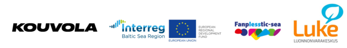 Kouvolan kaupungin, EU:n Interreg Baltic Sea Reagion ohjelman, Fanplastic-sea -hankkeen sekä Luonnovarakeskuksen logot.