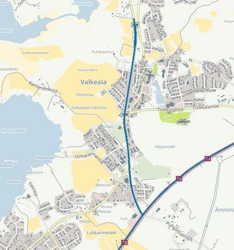 ELY-keskuksen hallinnoimat maanteiden valaisinpylväät taajamien keskustojen läheisyydessä on merkitty karttaan sinisillä tieosuuksilla. Kaupungin hallinnassa olevat, valtion maanteillä olevat valaisinpylväät on esitetty punaisella värillä; näihin ei saa kiinnittää vaalimainoksia.