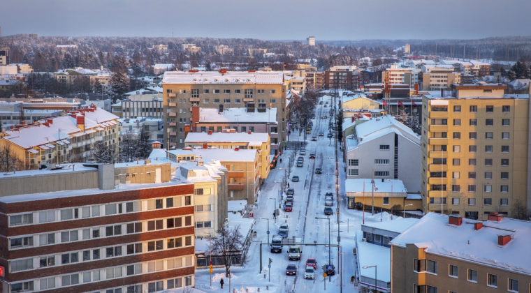 Talvinen kuva Kouvolan keskustasta.