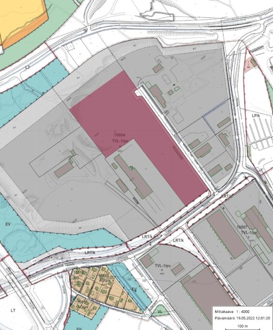 Karttakuva Moreenitie 2 tontista Teholan itäisellä logistiikka-alueella.