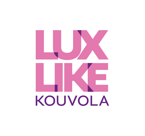 Lux Like Kouvolan logo teksti, vaaleanpunaisena tekstinä