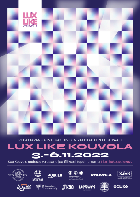 Lux Like Kouvola pelattavan valotaidetapahtuman juliste.