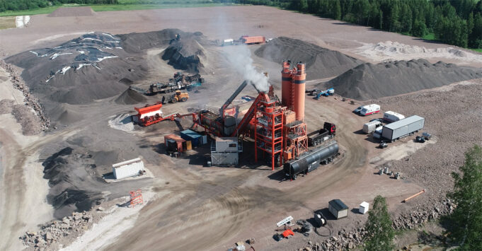 Asphalt station viewed from above.