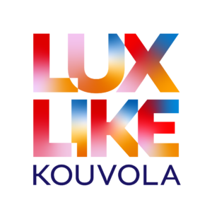 Värikkäät kirjaimet Lux Like ja sinisellä Kouvola