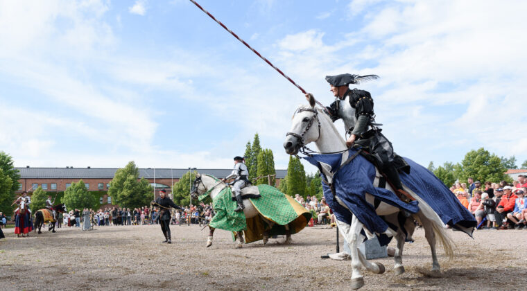 Hevonen ja ratsastaja Wiipurintien markkinoille