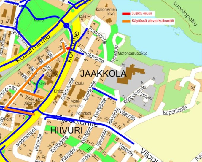 Sarkalantien liikennejärjsetelyt. Kartta, ei saavutettava.