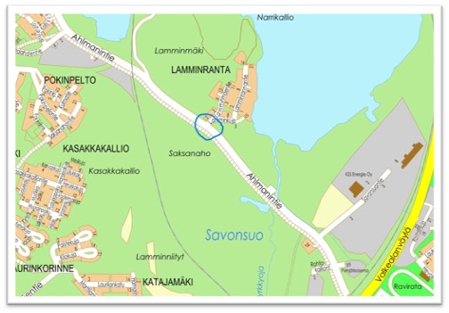 Kartta urakka-alueesta. Ei saavutettava.