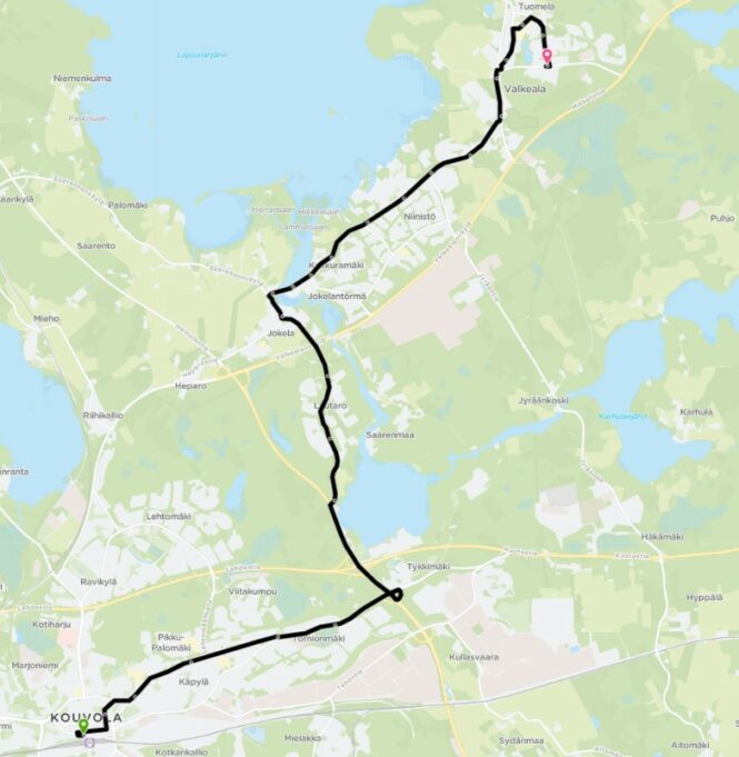 Linja 51 kulkee reittiä Matkakeskus, Tornionmäki, Lautaro, Virranniemi, Valkeala.
