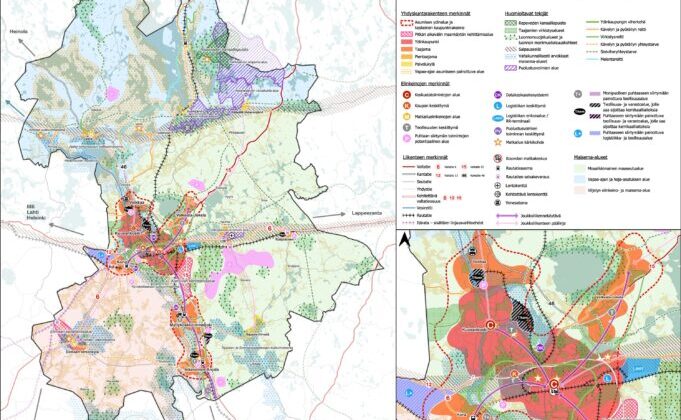 Karttakuva Kouvola 2025 rakennemallista,
