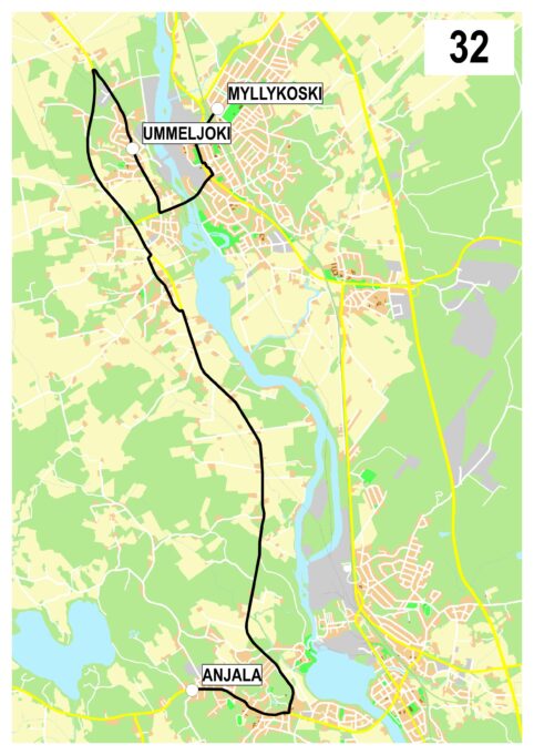 Linjan 32 reittikartta