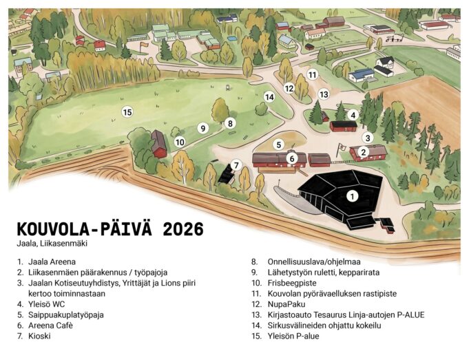 Kuvitettu kartta Jaalan liikasenmäeltä
