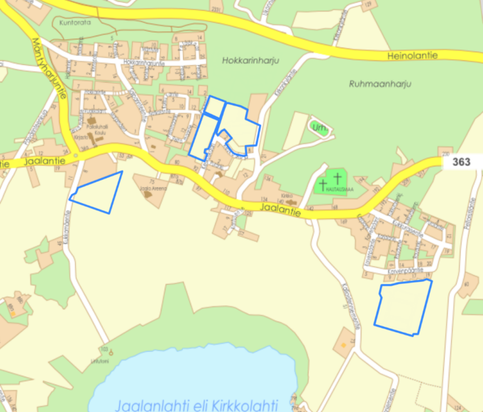 Kartta vuokrattavista peltopalstoista Jaalassa