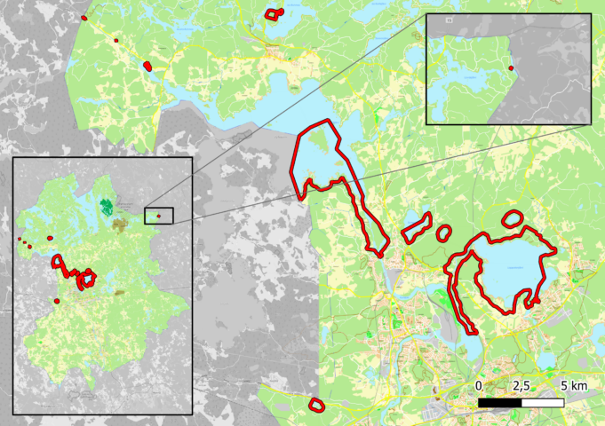 Kymijoen pohjoisosan rantaosayleiskaavan rajaus.