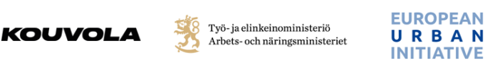 Kouvola, Työ- ja elinkeinoministeriö ja European Urban Initiative -logot