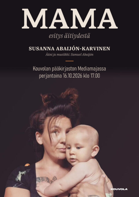 Juliste tanssiesityksestä jossa äiti ja vauva sylikkäin